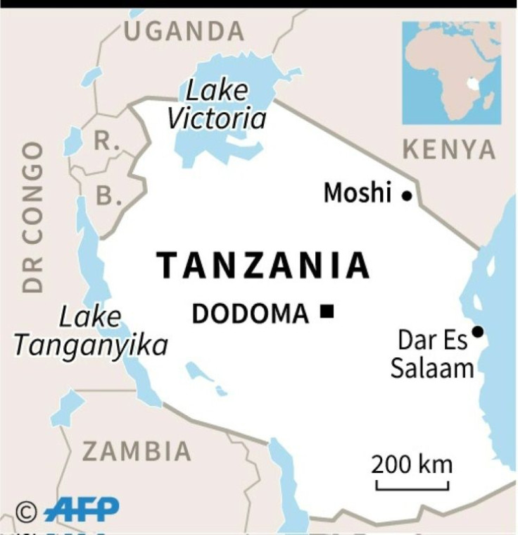 Map locating the town of Moshi in Tanzania where at number of people were killed in a stampede at an open-air church service, officials said Sunday.