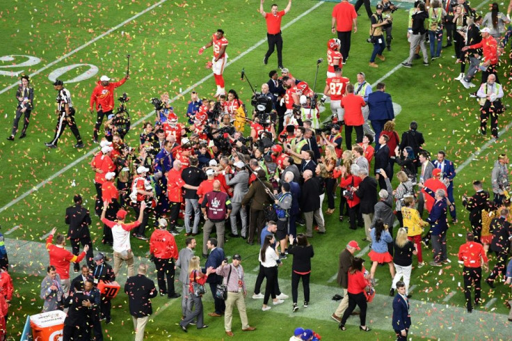 The Kansas City Chiefs celebrate their Super Bowl 54 victory over the San Francisco 49ers