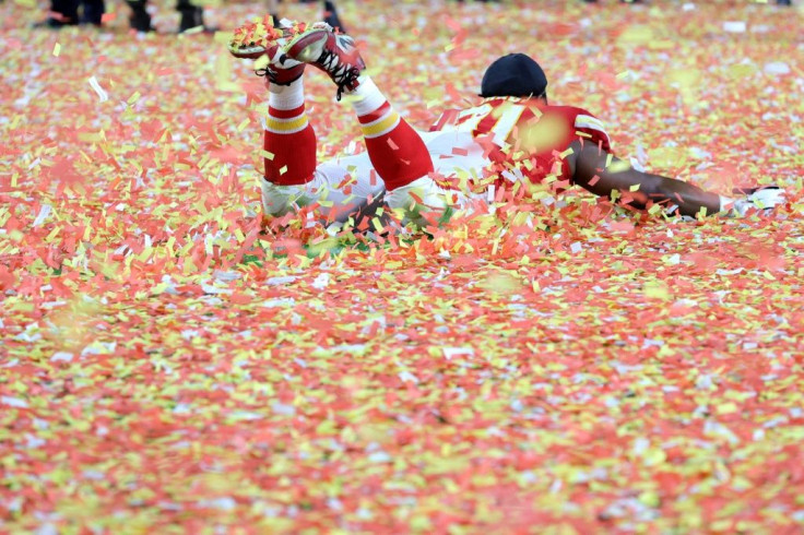 Kansas City Chiefs defender Derrick Nnadi, here celebrating the team's Super Bowl win over San Francisco, is marking the victory by paying the adoption fees for dogs in a Kansas City shelter