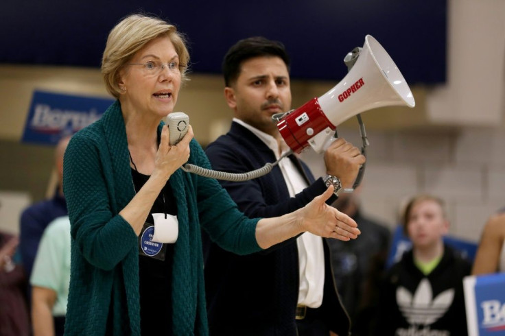 Democratic presidential candidate Elizabeth Warren addressed a caucus at Roosevelt High School in Des Moines, Iowa on February 03, 2020