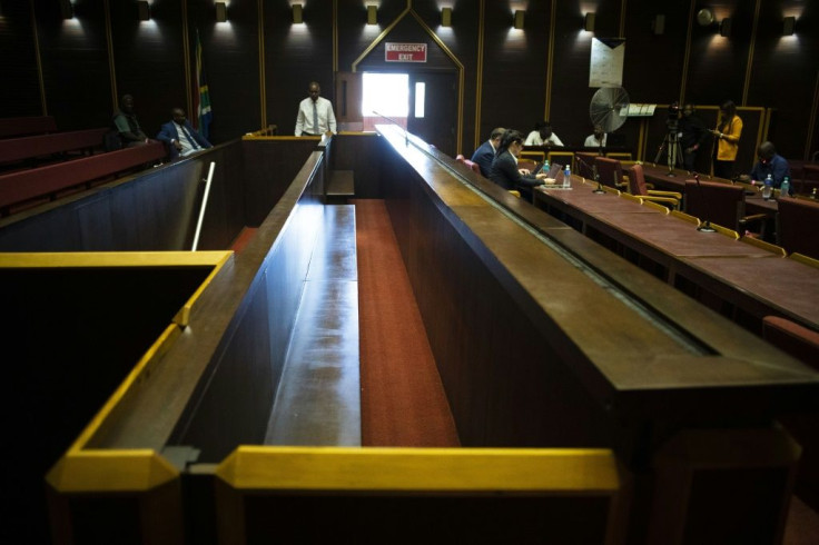 An empty dock where Zuma was expected to attend at the High Court in the southeastern city of Pietermaritzburg