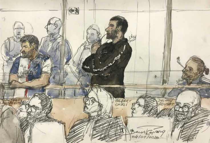 Gilbert Chikli (C) and Anthony Lasarevitsch (1st-L) allegedly obtained more than 50 million euros by passing themselves off as the French defence minister