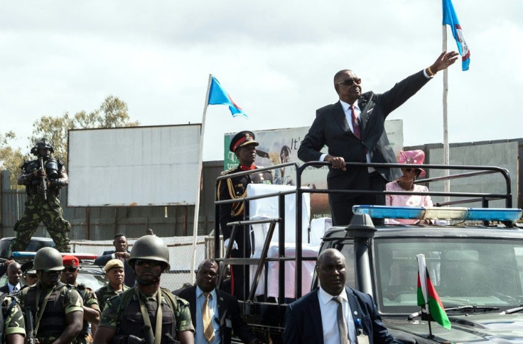 Malawi President Peter Mutharika waving to supporters following last May's election, annulled Monday