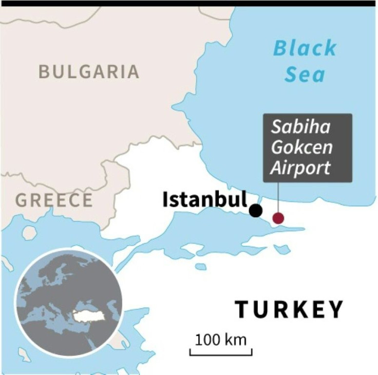 Map locating the Sabiha Gokcen airport in Istanbul, where a plane skidded off the runway.
