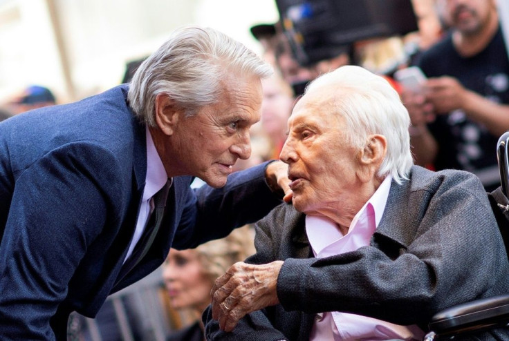 Kirk Douglas is survived by three sons, including the movie star Michael Douglas, pictured, left, with his father in 2018
