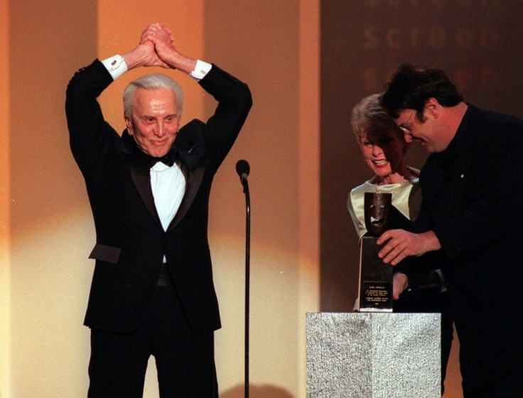 Kirk Douglas receives a Life Achievement Award at the Screen Actors Guild Awards in Los Angeles in March 1999