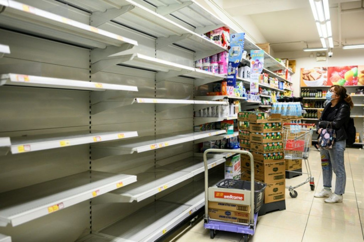 Photos of empty supermarket shelves prompted the government to condemn those spreading rumours that the city was running out of toilet paper