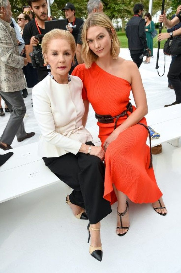 Designer Carolina Herrera, pictured here with model Karlie Kloss at New York Fashion Week in September 2019, returns for the fall 2020 show