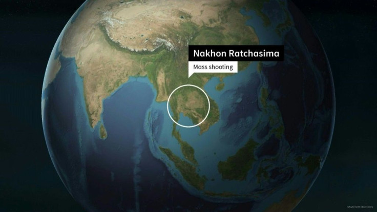 Animated map shows location of a mass shooting in northeastern Thailand