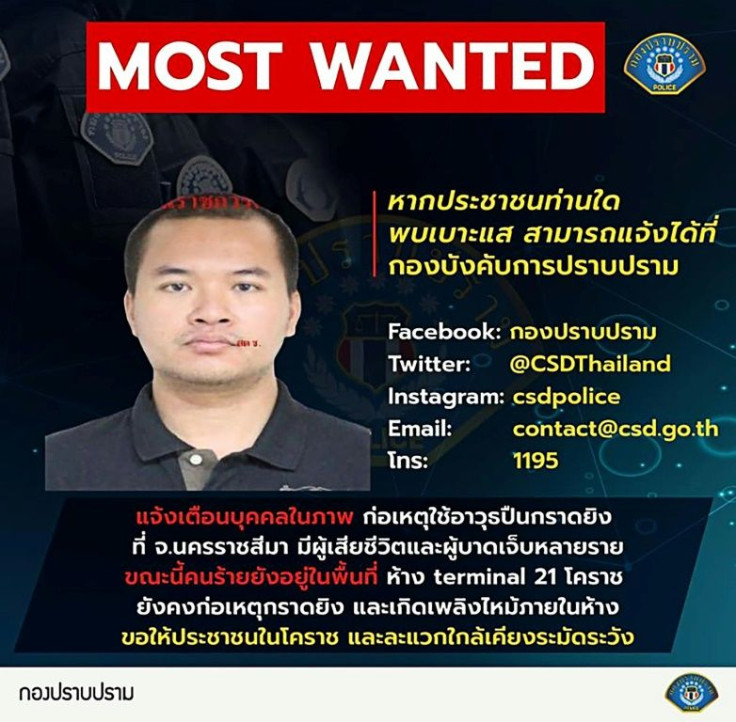 Thai Royal Police put out a wanted poster on their Facebook page for Army Sergeant Major Jakrapanth Thomma, wanted in connection to a deadly attack in the northeastern city of Nakhon Ratchasima