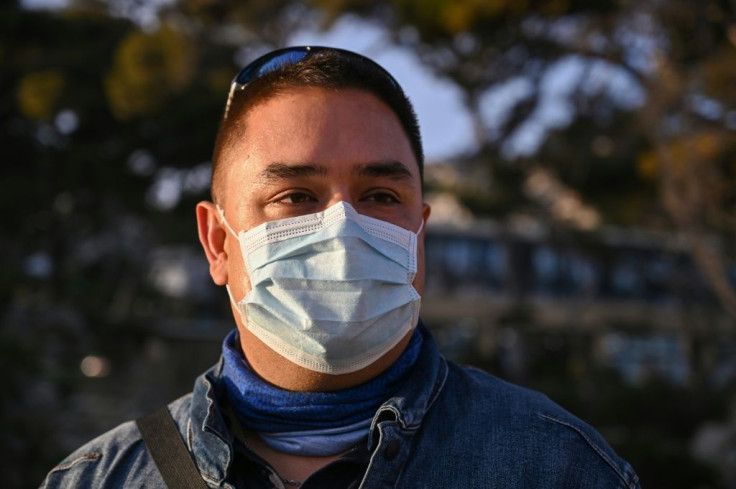 Charles Germain, l'un des rapatriés de Wuhan, donne une interview à l'AFP à Carry-le-Rouet le 7 février 2020