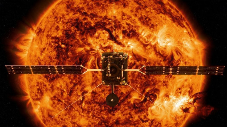 This handout illustration image provided by NASA  shows the Solar Orbiter, which, in collaboration with the European Space Agency, was launched in 2020 on a mission to study the Sun's polar regions and magnetic environment