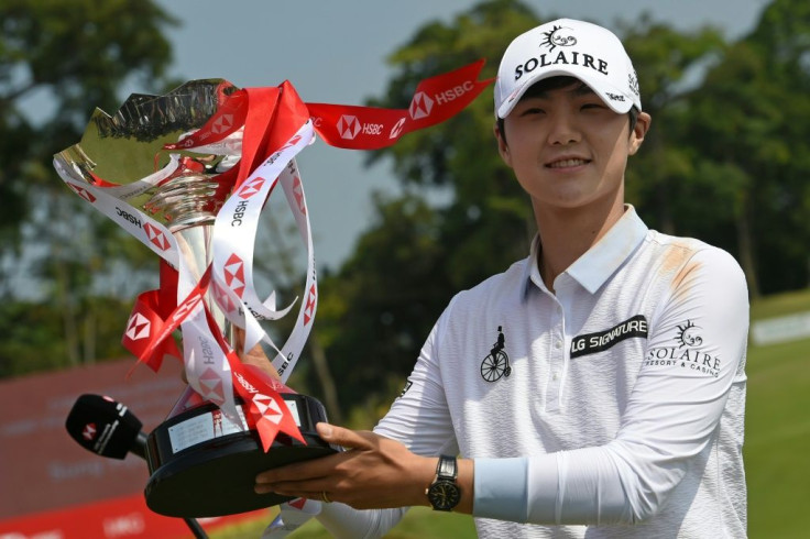 Park Sung-hyun with the trophy after winning last year's HSBC Women's World Championship at the Sentosa Golf Club in Singapore