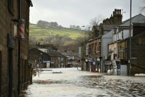 Mytholmroyd in northern England was flooded after the River Calder burst its banks