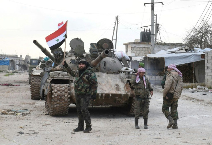 Syrian government forces deploy near the Damascus-Aleppo highway
