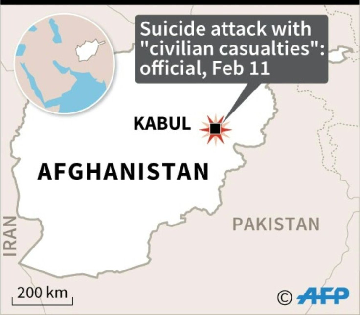 Map of Afghanistan locating suicide blast in Kabul on Tuesday.