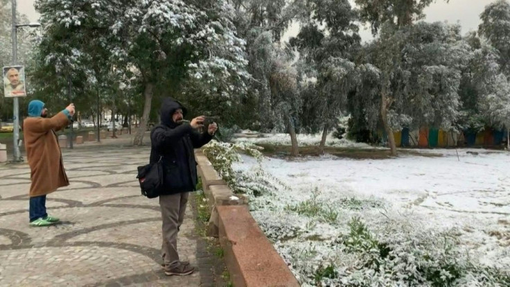 Residents of Baghdad rush to have snowball fights and take photographs as the Iraqi capital woke carpeted in white by only its second snowfall in a century