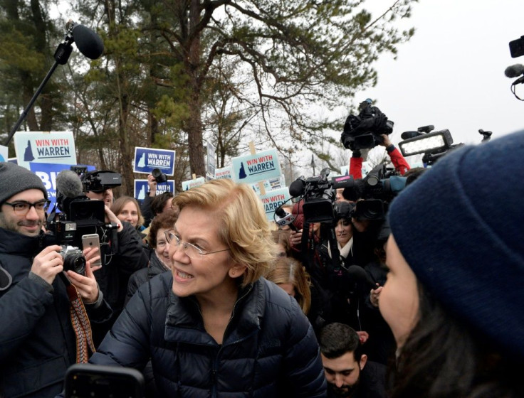US presidential candidate Senator Elizabeth Warren greets supporters during the New Hampshire Primary at the Amherst Elementary School in Nashua, New Hampshire on February 11, 2020