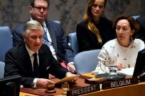 King Philippe of Belgium speaks at a Security Council meeting of the United Nations