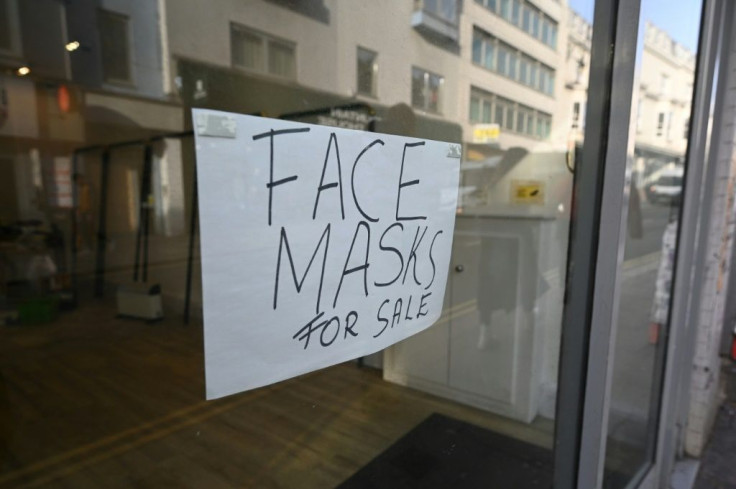 Still available: face masks at this shop in Brighton, southern England, as the businessman from Hove in East Sussex, who contracted the novel coronavirus was discharged from hospital