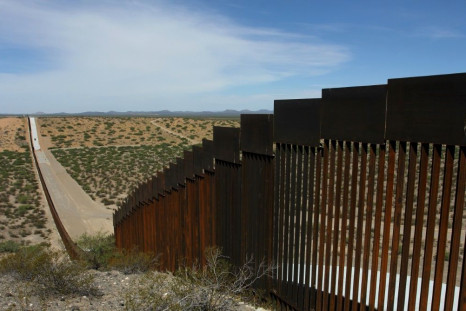 A portion of the wall on the US-Mexico border, seen from Chihuahua State in Mexico