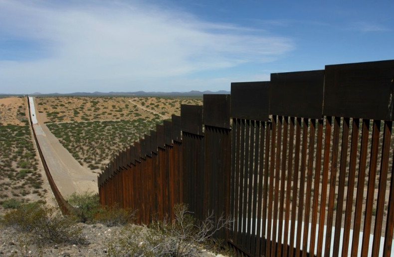 A portion of the wall on the US-Mexico border, seen from Chihuahua State in Mexico