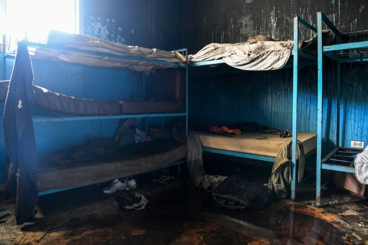 Fire damage is seen in a room inside the Orphanage of the Church of Bible Understanding