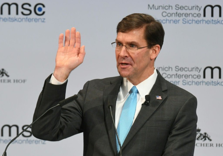 US Secretary for Defence Mark Esper said Huawei was the 'poster child' for China's 'nefarious strategy' to infiltrate and dominate crucial Western infrastructure