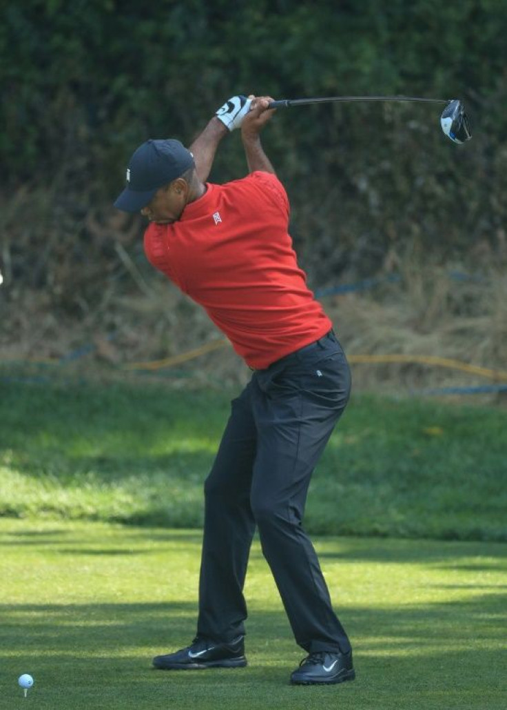 Tournament host Tiger Woods on the way to a six-over par 77 that left him in 68th place in the US PGA Tour Genesis Invitational at Riviera Country Club