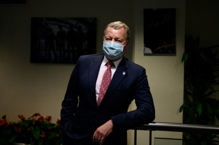 Hong Kong Jockey Club CEO Winfried Engelbrechtï¼Bresges wears a face mask at Sha Tin