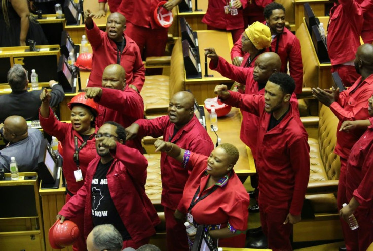 President Cyril Ramaphosa was forced to delay his annual State of the Union address after MPs of the far-left Economic Freedom Fighters staged a rowdy protest, demanding De Klerk be ejected from parliament