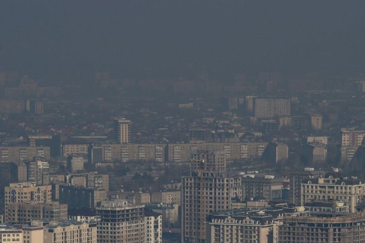 a heavy cloud of dark smog often blots out the view of snow-capped mountains in the Kyrgyz capital of Bishkek