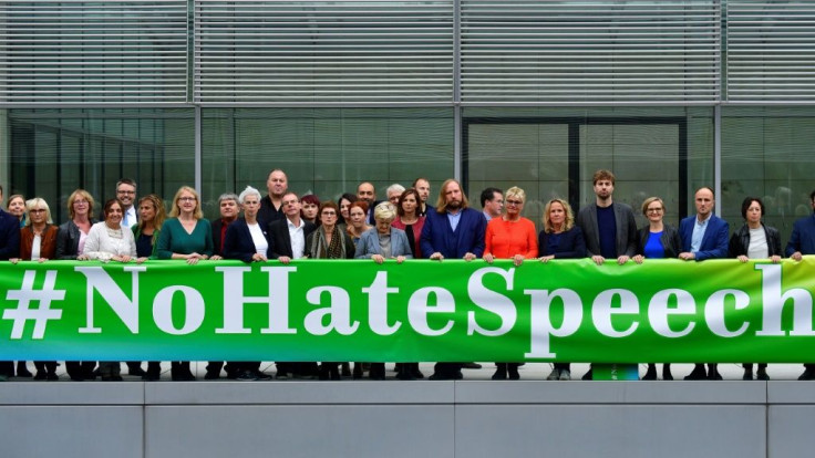 Members of Germany's Greens party staged a protest against hate speech in September 2019