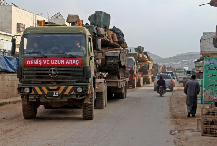 A Turkish military convoy in Syria's Idlib province, where the UN fears current violence could worsen