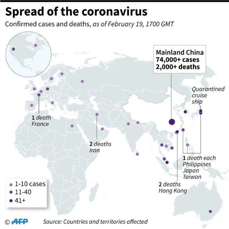 Countries or territories with confirmed cases and deaths from the COVID-19 virus, as of Wednesday