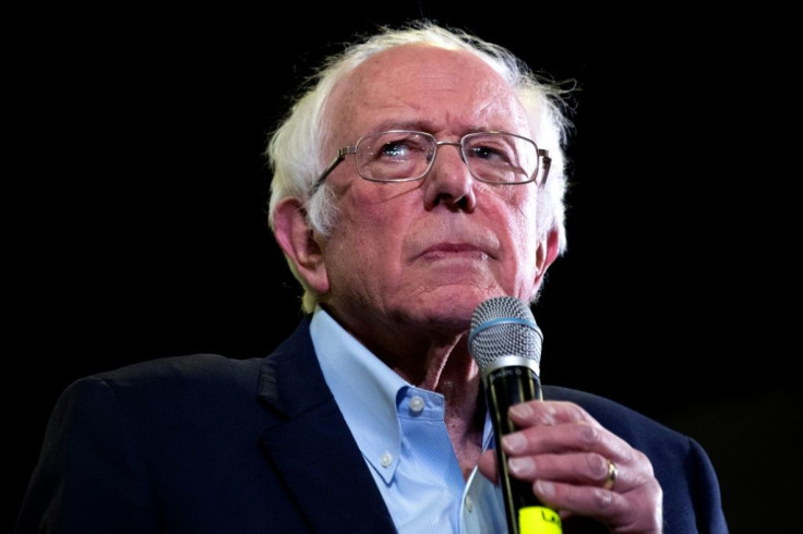 Democratic presidential candidate Bernie Sanders addresses supporters during a campaign rally in Denver on February 16