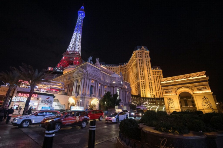 View of the Paris Las Vegas hotel which is the venue for Wednesday's Democratic presidential debate