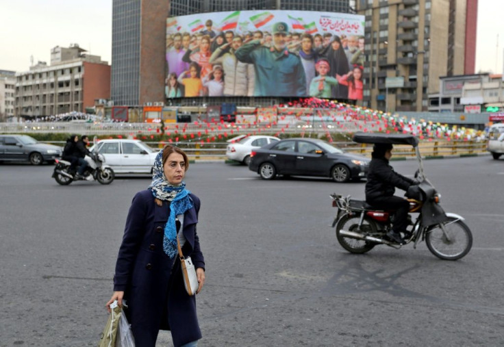 A huge billboard of late Iranian commander Qasem Soleimani overlooks Valiasr Square in Tehran