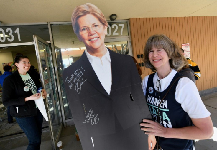 Democratic presidential hopeful Senator Elizabeth Warren, whose cardboard cutout proved a hit at her Las Vegas field office, claimed a fundraising bump after her standout debate performance ahead of Nevada's caucuses