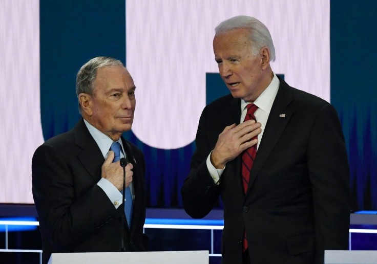 Former New York mayor Michael Bloomberg (L) and former vice president Joe Biden are two establishment candidates seeking the 2020 Democratic presidential nomination