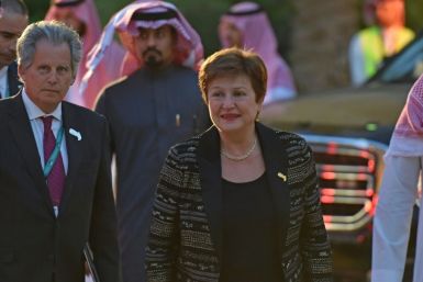 IMF Managing Director Kristalina Georgieva (C) said she discussed plans "to secure a sustainable and orderly resolution" to Argentina's debt situation on the sidelines of a G20 meeting in Saudi Arabia