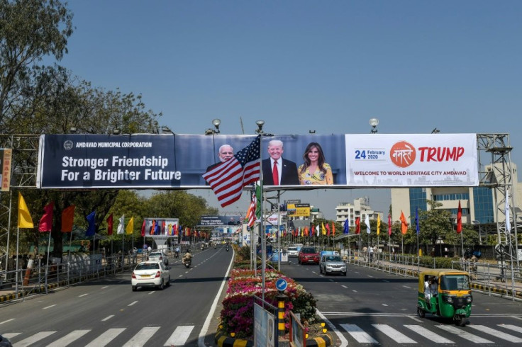 Scores of banners and hoardings with pictures of Donald Trump and Indian Prime Minister Narendra Modi have been put up across Ahmedabad in western India