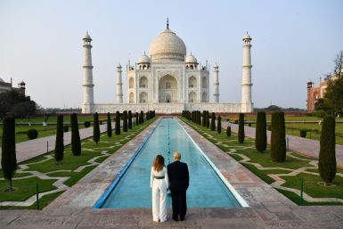 Donald Trump and First Lady Melania at the Taj Mahal on Monday