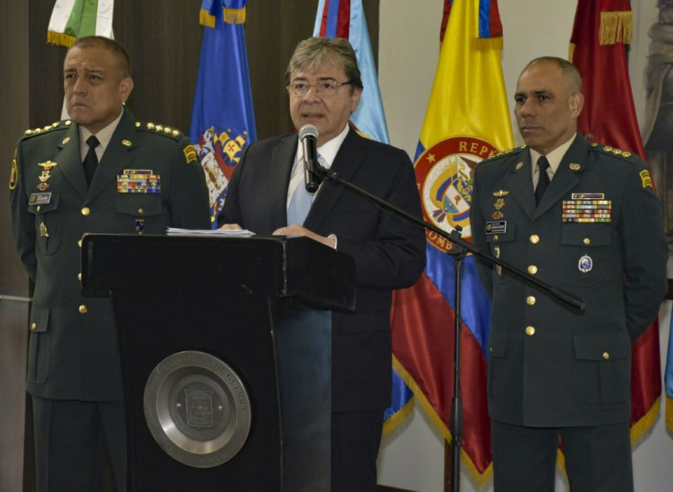 Defence Minister Carlos Holmes Trujillo speaking during a press conference in Bogota on January 13, 2019