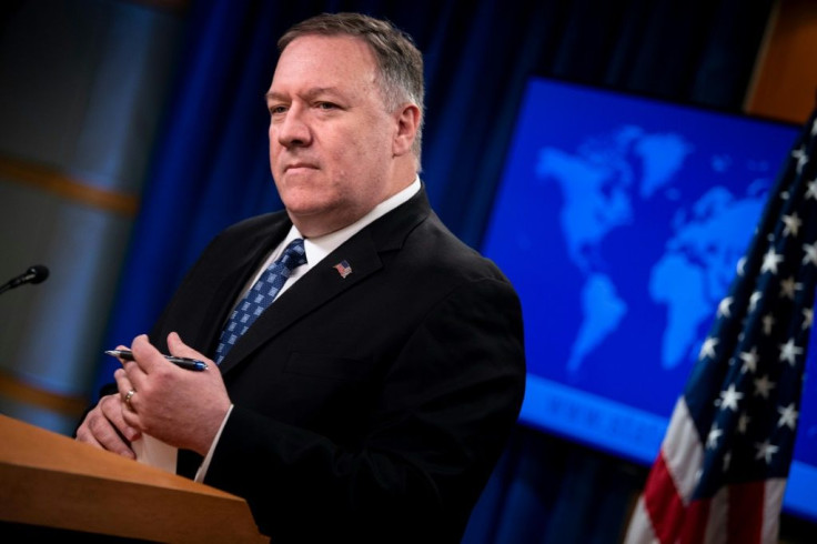 US Secretary of State Mike Pompeo briefs journalists in Washington on February 25, 2020