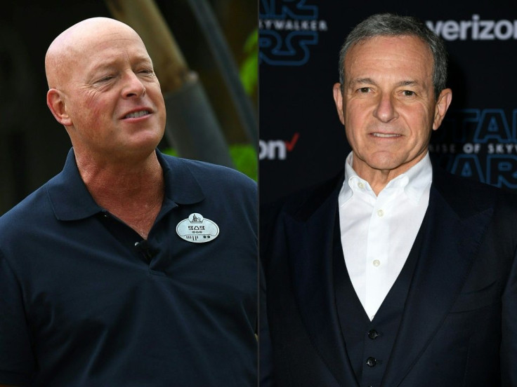 Bob Chapek (L) was named Disney CEO, replacing Bob Iger, who has headed the media-entertainment giant for some 15 years
