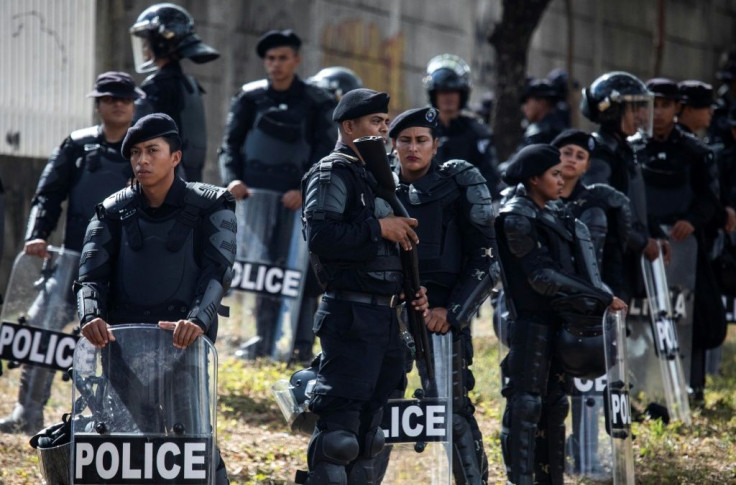 Riot police deploy in Managua after Nicaraguan opposition parties called for a protest against the government of President Daniel Ortega