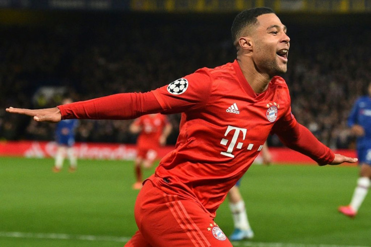 Bayern Munich's Serge Gnabry celebrates after scoring their second goal against Chelsea