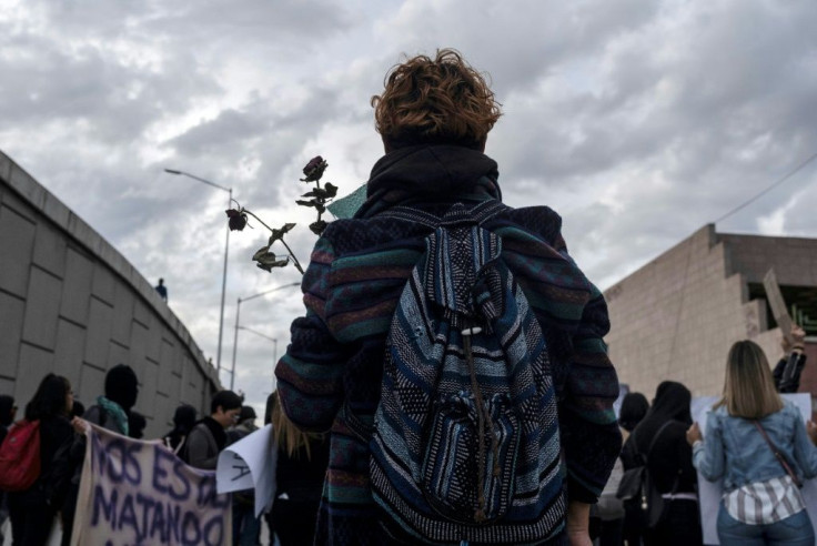 Women protest against violence on February 21, 2020, on the US border in Mexico, which saw 1,000 femicides in 2019