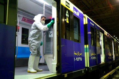 Workers are disinfecting buses and subway trains in Iran where more than a dozen people have died from the coronavirus outbreak. Duration: 00:43
